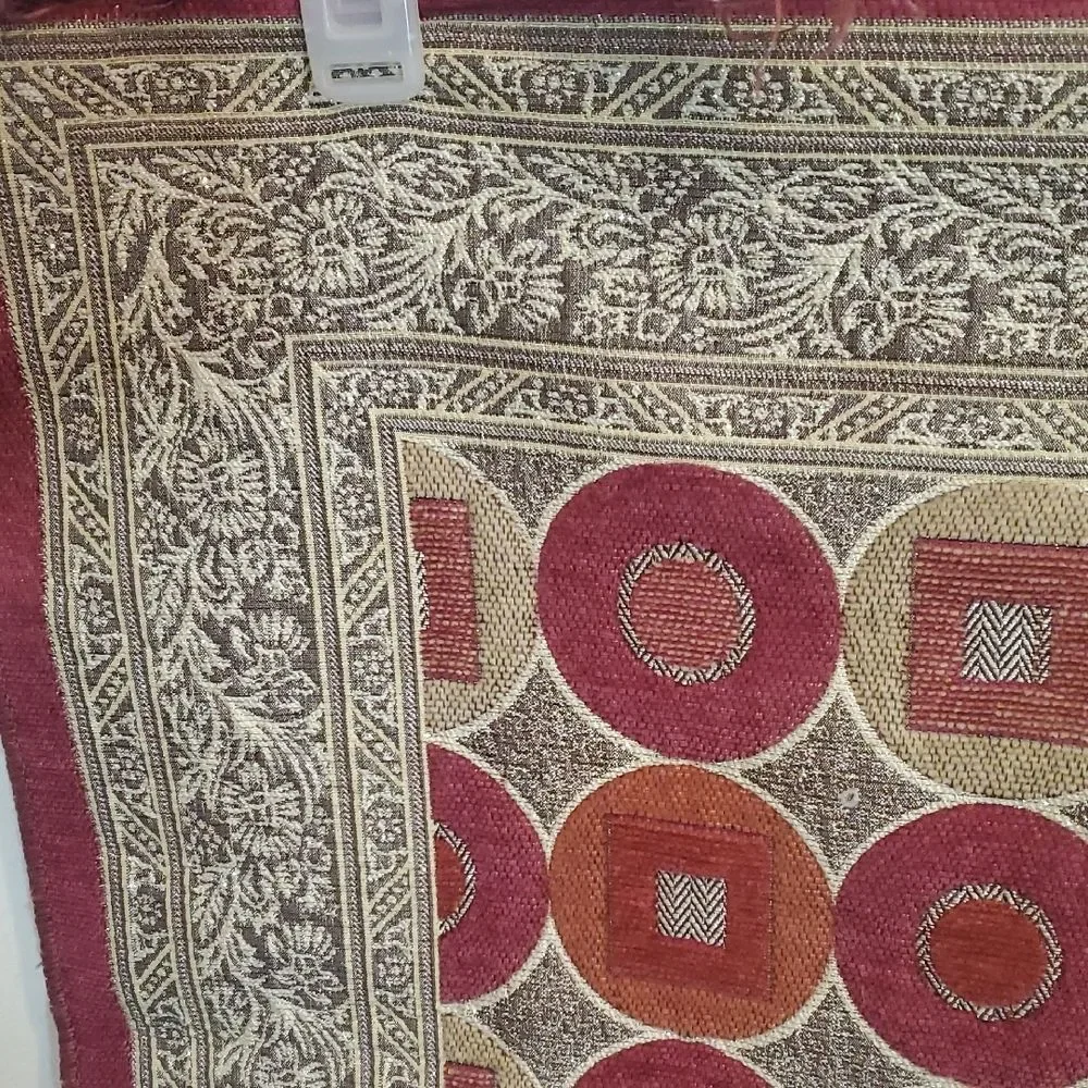 Alzahraa Pink and Gold Patterned Tapestry Prayer Rug 42x26 Inches
